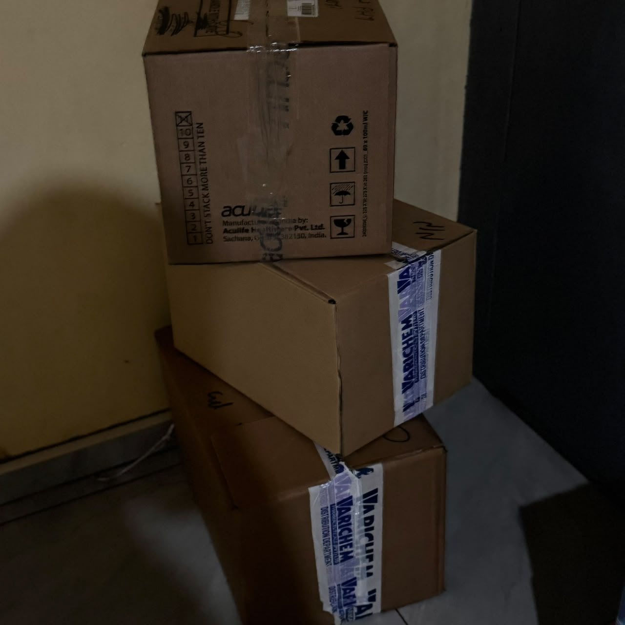 Stacked home-delivery boxes